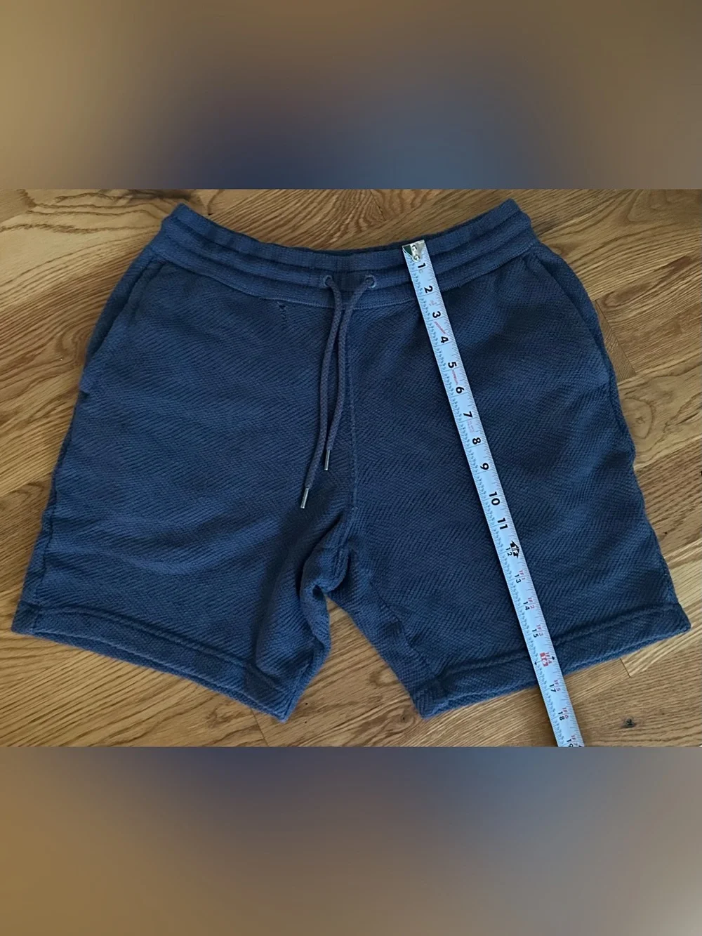 Faherty Whitewater Shorts Mens Small Organic Cotton Navy Drawstring Textured